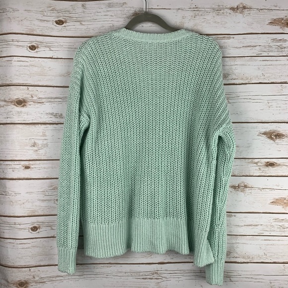 Lou & Grey medium high low sweater green crew neck - Picture 6 of 8